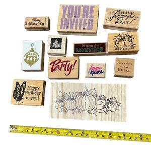 Lot of 12 Holiday celebrations rubber stamps. Most of the stamps are brand new